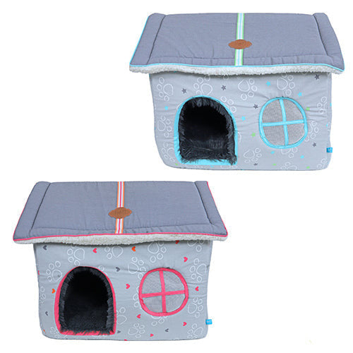 Lief! villa huis voor hond of kat blauw of roze