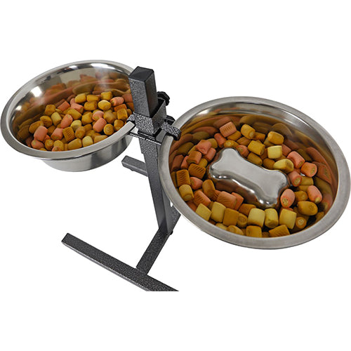 Futterständer Modell H mit Langsamfutterautomat, gehämmertes Knochenmaterial, 24 cm