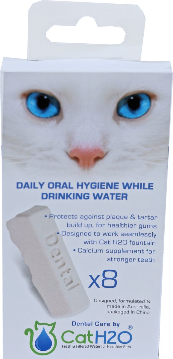 Zahnpflegetabletten für Katzen und Hunde (H2O) für den Wassernapf, 8er-Packung.