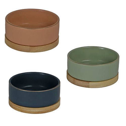 Boony eetbak keramiek/hout - div kleuren 13 - 16 cm