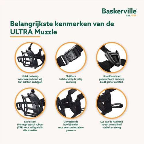 Company of Animals Baskerville Ultra Muzzle Muilkorf/Muilband - Verkrijgbaar in 6 maten