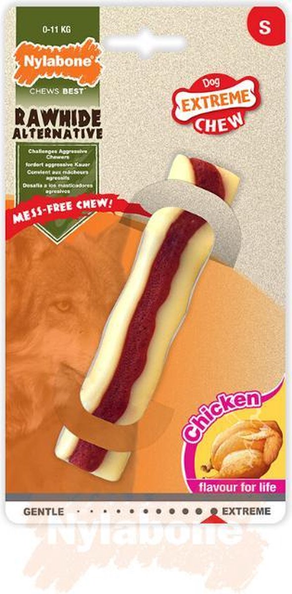 Nylabone Extreme Kauknochen – Sichere Alternative zu Rohhaut – Hühnergeschmack – Klein
