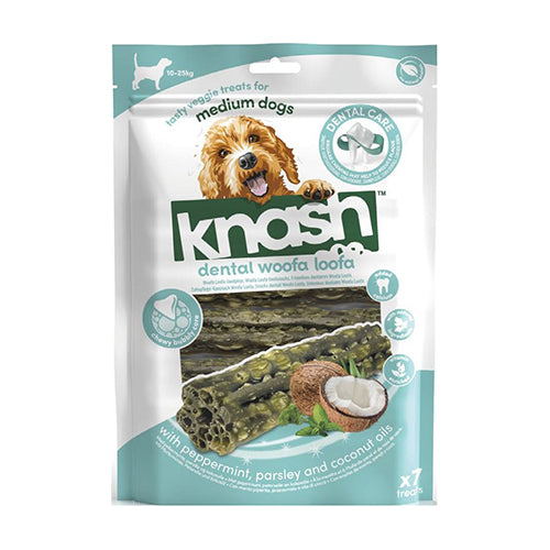 Knash Woofa Loofa Dental M mit Minze und Petersilie – Beutel mit 7 Stück - S oder M