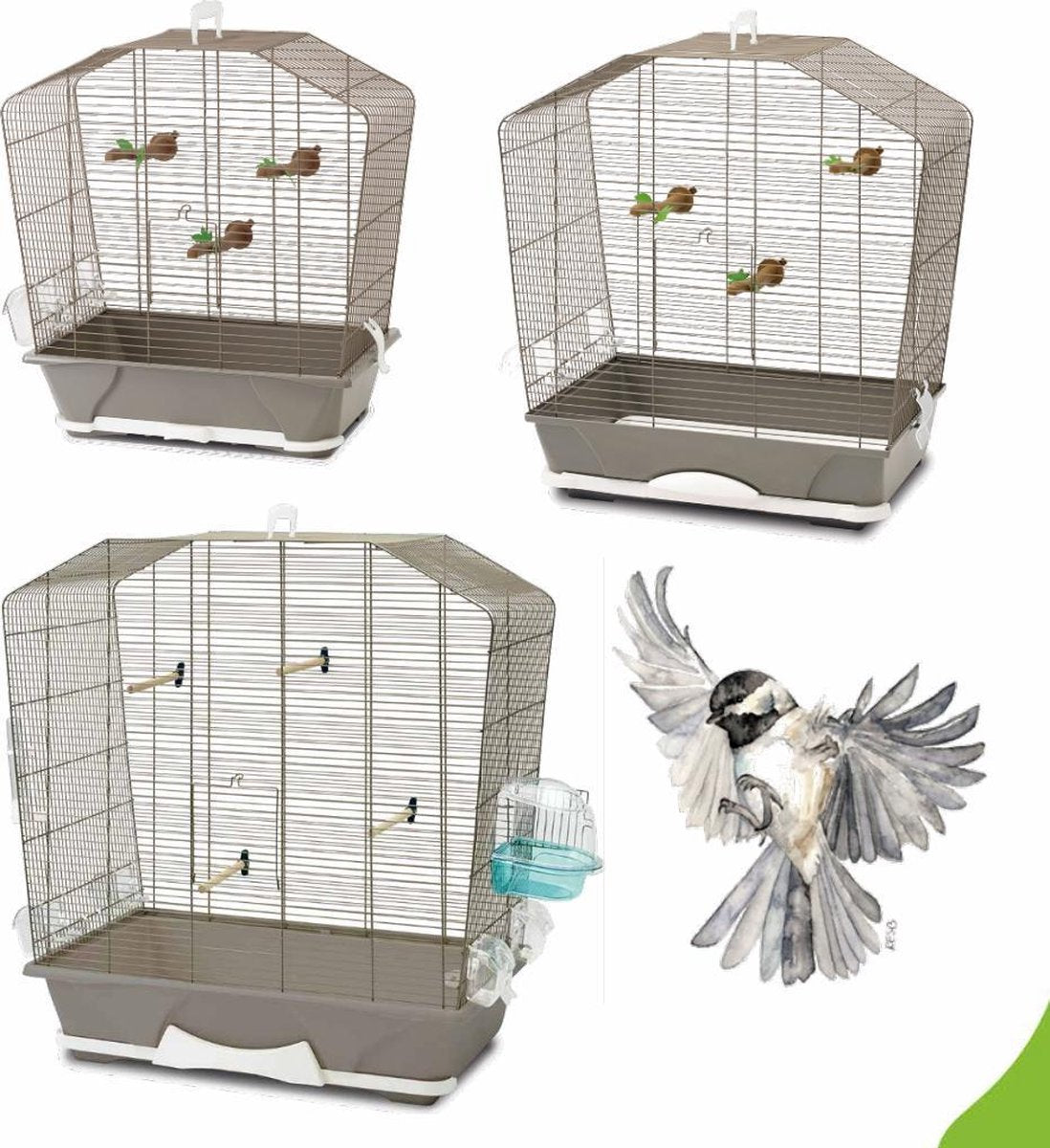 Vogelkooi Camille 50 Savic grijs/wit 72 x 39 x 74 cm