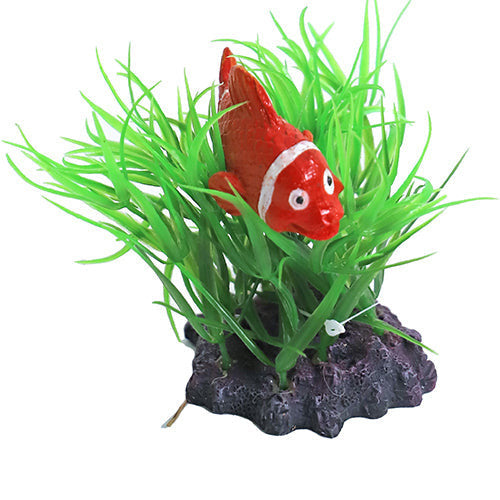 Boon Aqua Deco Ornament - Künstliche Pflanze mit Clownfisch 10 cm
