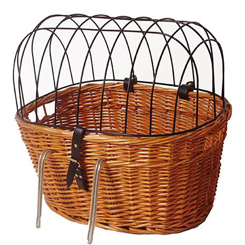 Fietsmand riet voorop + metalen rek