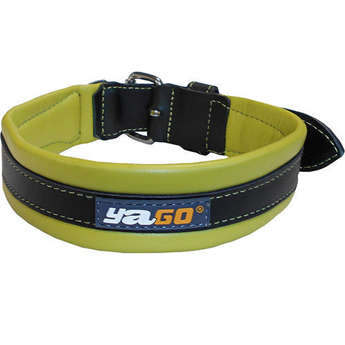 Yago Lederhalsband schwarz und grün weich verstellbar