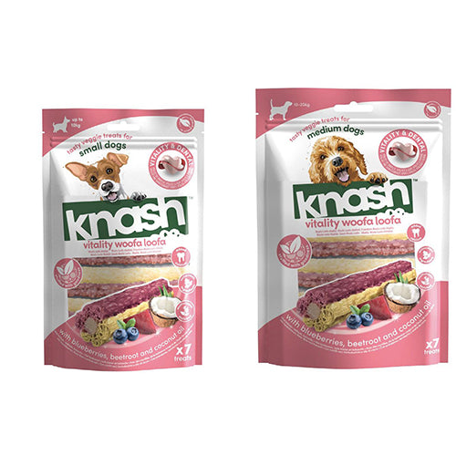 Knash Woofa Loofa Vitality mit Blaubeere und Rote Bete – 7er-Packung S oder M