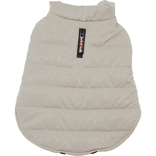 Jack and Vanilla Hondenjas Puffer Beige – Warm, Wasbaar & Met Rits voor Tuigje - Verkrijgbaar in 6 maten