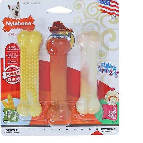 Nylabone Dura Chew bot frenzy flavor, regular pak a 3 stuks