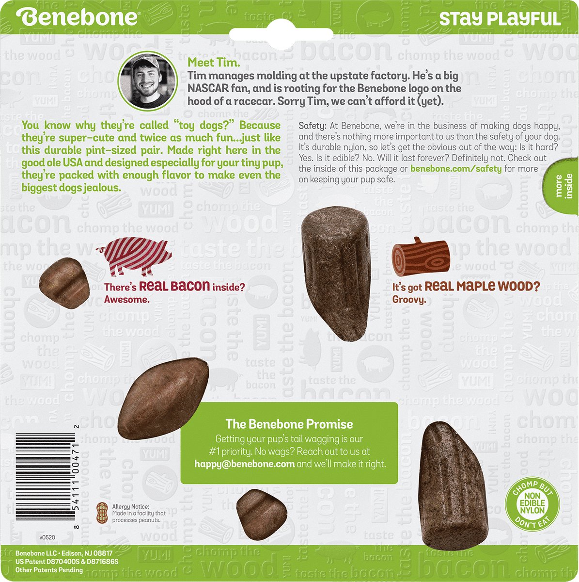 Benebone - Kauwartikelen - Maplestick-zaggler Tiny - Bacon - S