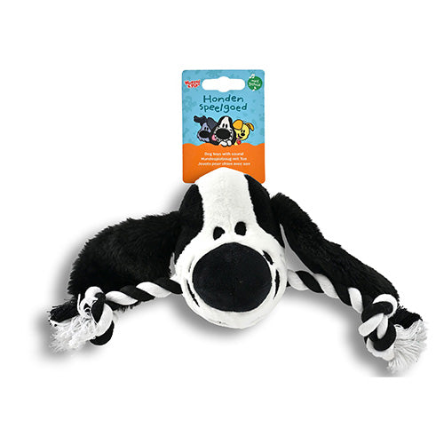 Woezel & Pip Hundespielzeug – Charlie Plüschtier + Floss Seil + Quietscher 35 cm
