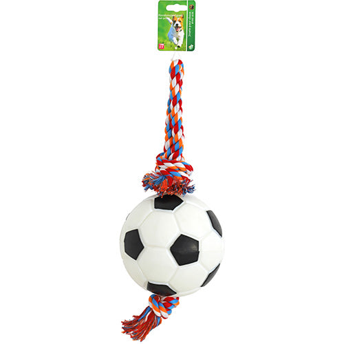 De Boon Hunde-Spielzeug-Fußball TRP mit Seilschlaufe 17 cm