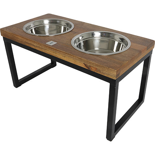 Boony Est 1941 Tafelservice aus Holz mit Metallrahmen – Erhöhter Doppel-Futter- und Wasserspender – Erhältlich in 4 Größen