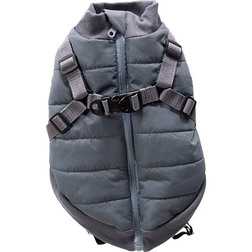 Jack and Vanilla 5th Avenue Dogwalk Outdoor-Hundemantel mit Geschirr – Grau – Erhältlich in 5 Größen