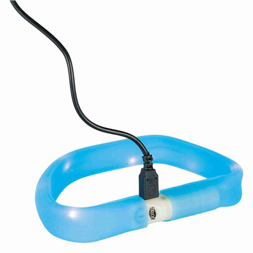 Trixie Flash Lichtgevende Halsband USB - Extra Breed - Kleur: Blauw - 3 MM Breed - Verkrijgbaar in 50 of 70 cm
