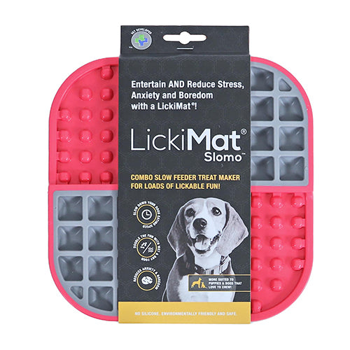 LickiMat Slomo - Leckmatte / Anti-Schluck / Slow Feeder für Hunde - Rosa - 20 cm