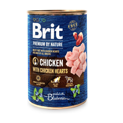 Brit Premium blik 400 gr - kip met kippenhartjes