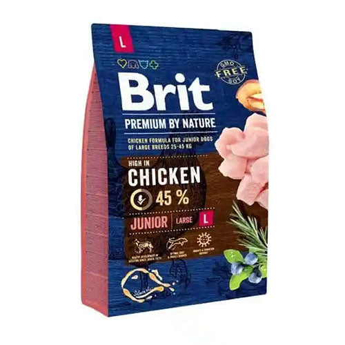 Brit Premium By Nature Junior L - Alleinfuttermittel für junge Hunde (1-24 Monate) großer Rassen (25-45 kg) - 3 kg