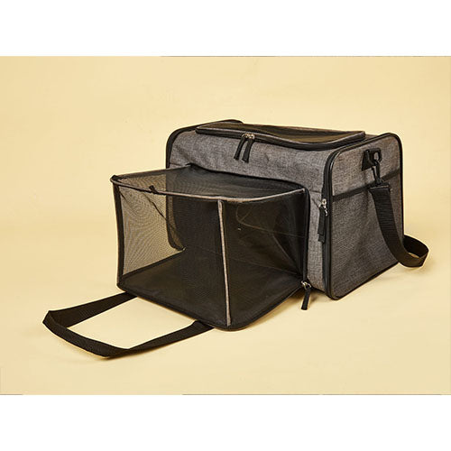 Fofos uitbreidbare en opvouwbare Draagtas/ reismand - grijs/zwart - 47 x 28 x 28 cm