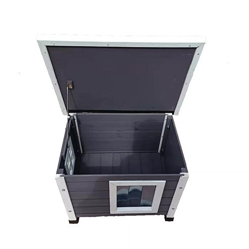 Katzenhaus Grau/Weiß XLAbmessungen: 68,5 × 54 × 51,5 cm — Eingang: 20 × 30 cm