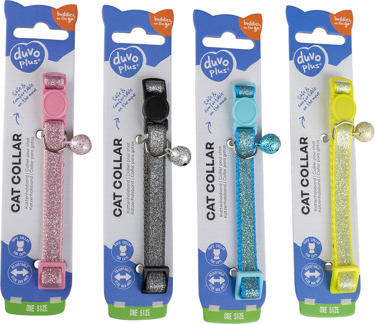 Duvoplus - Kattenhalsband Glitter Nylon 20-30cm / 10mm Gemengde Kleuren - 1st