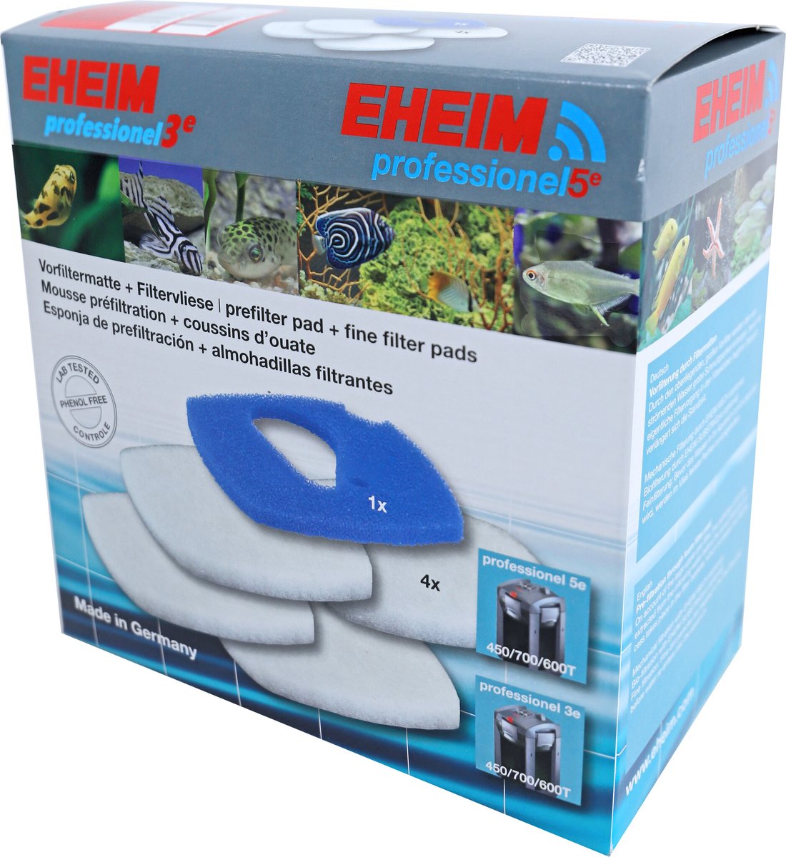 Eheim Filtermatte/Fleece 1x blau + 4x weiß für Professional 3e 450/700/600T