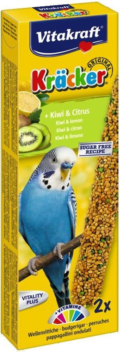 10 x Vitakraft Mix Honig/Sesam-Ei/Grassamen-Apfel/Feigen-Cracker Wellensittich, 3 in 1