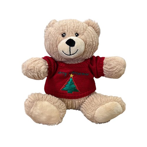 Weihnachtsteddybär mit Weihnachtspullover beige oder braun - 25 cm