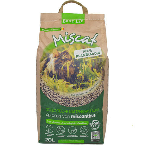 Best Lit kattenbakvulling Miscat plantaardig Miscanthus kattenbakstrooisel 20 L