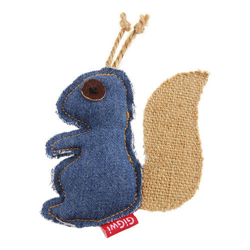 Gigwi Catch Scratch Jeans Eekhoorn - Kattenspeelgoed met Kattenkruid - 9 cm