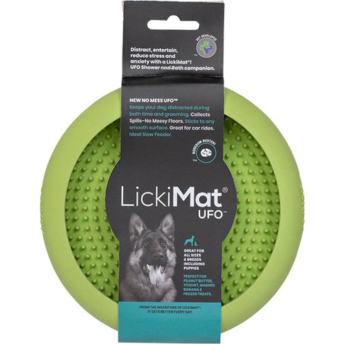 LickiMat UFO – Leckmatte / Anti-Schling-Matte / Futterverlangsamerer – Grün – 20 cm