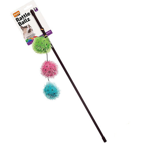 Karlie- Kattenspeelgoed - hengel- Kattenhengel - speelhengel met balletjes - balls - kattenspeeltjes