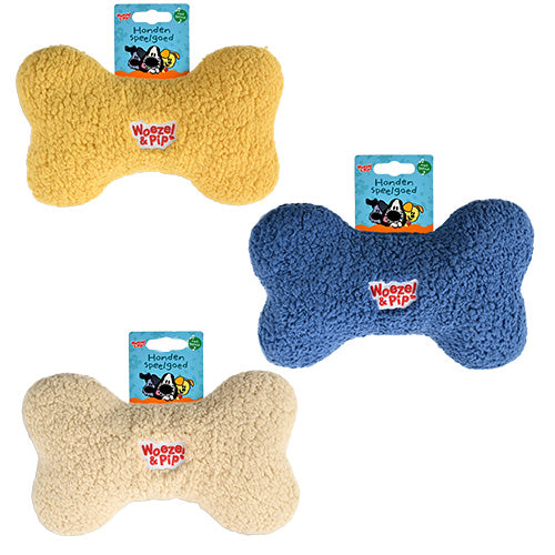 Woezel & Pip Hundespielzeug – Plüschknochen mit Quietscher, 30 cm – Erhältlich in 3 Farben