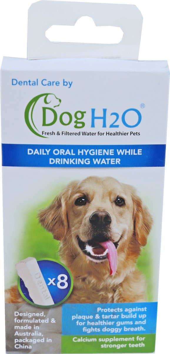 Zahnpflegetabletten für Katzen und Hunde (H2O) für den Wassernapf, 8er-Packung.
