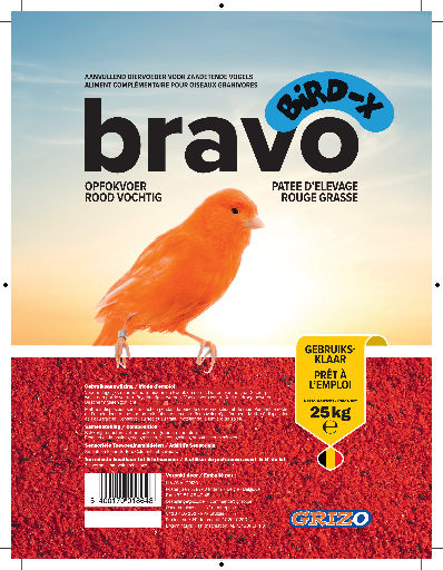 Opfokvoer Bird-X rood super vochtig 0,9 - 4,5 - 25 kg