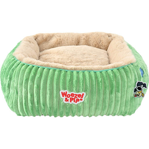 Woezel & Pip Hunde-/Katzenkorb aus Cord, quadratisches Sofa – Farben: Rosa, Blau, Grün und Gelb – Erhältlich in 3 Größen