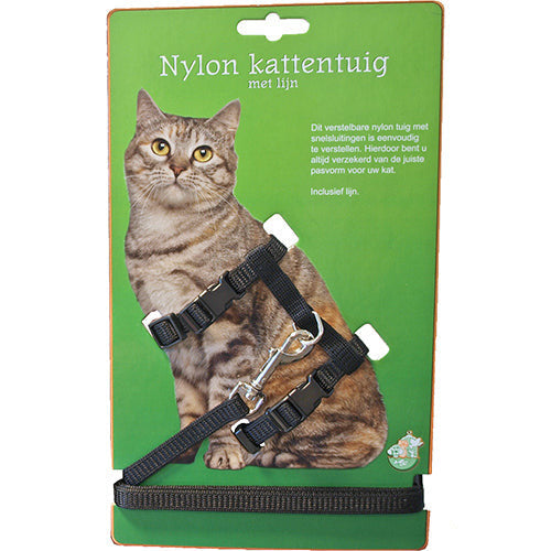 Boony kattentuig nylon met lijn zwart of rood