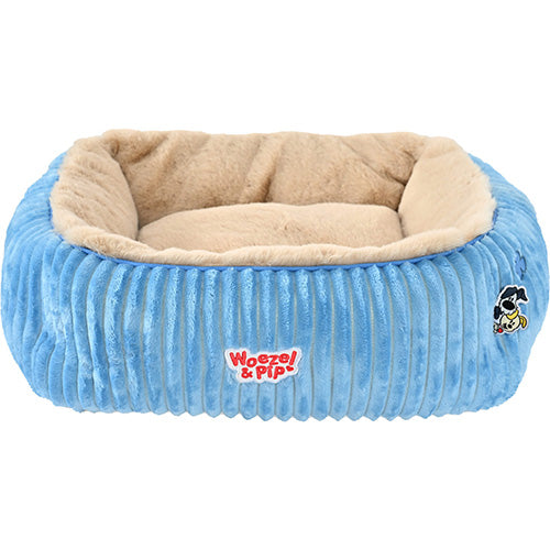 Woezel & Pip Hunde-/Katzenkorb aus Cord, quadratisches Sofa – Farben: Rosa, Blau, Grün und Gelb – Erhältlich in 3 Größen