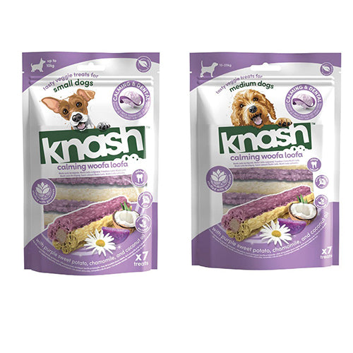 Knash Woofa Luffa beruhigend - lila Süßkartoffel - Kamille - 7er-Packung S oder M