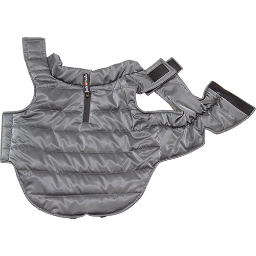 Jack and Vanilla Hundemantel Puffer Grau – Warm, Waschbar & Mit Reißverschluss für Geschirr – Erhältlich in 6 Größen