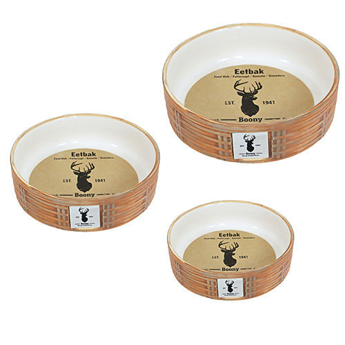 Boony Est1941 Sandfarbene Essschale aus Steingeflecht