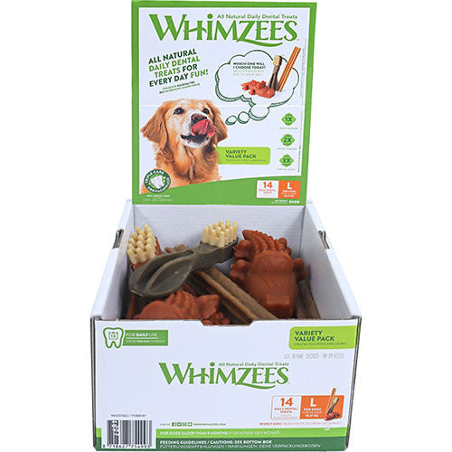 Whimzees vegan snack variety box mix