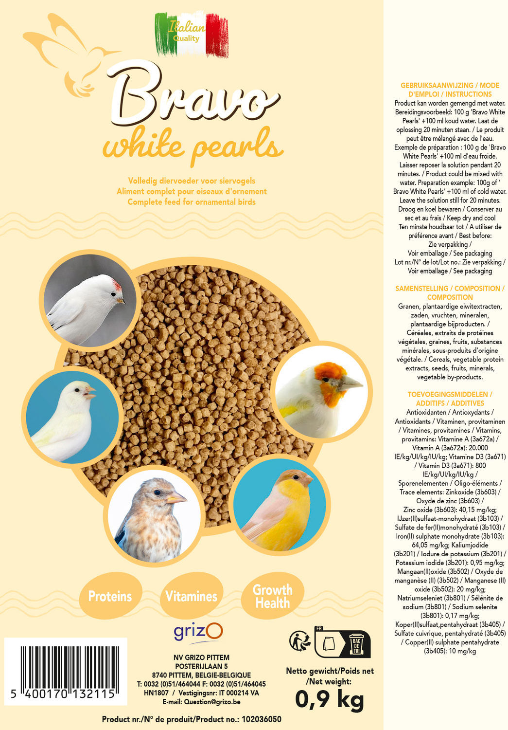 Bravo white pearls small zak 0,9 kg