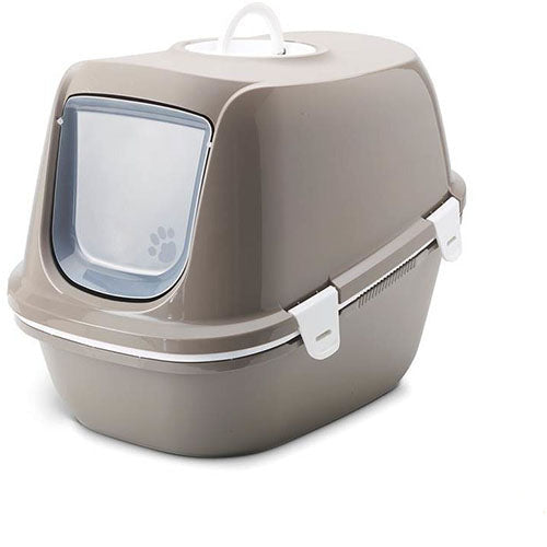 Savic XL Katzentoilette Reina mit Sieb, 64 x 46 x 48 cm, warmes Grau