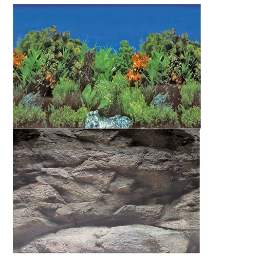 SuperFish Deco Poster 2 Seiten - Fels / Pflanze - Aquarium Poster - 120x49 cm