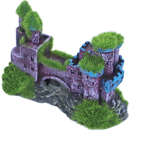 Boon Aqua Deco Ornament Doppelschloss mit Brücke und Moos - 11×5x7 cm