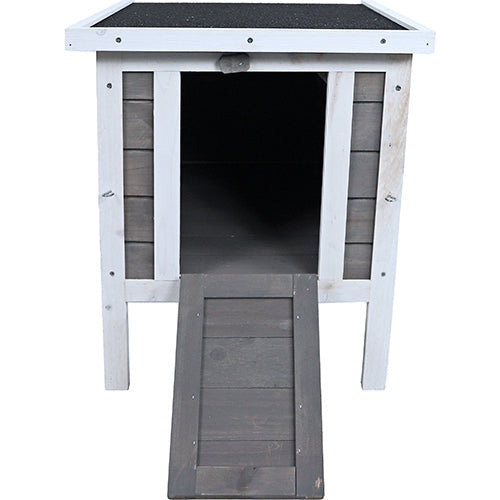 Nachthok voor knaagdieren of kippen - Bouwpakket - Kleur:grijs/wit - Afmetingen: 42x52x48 cm