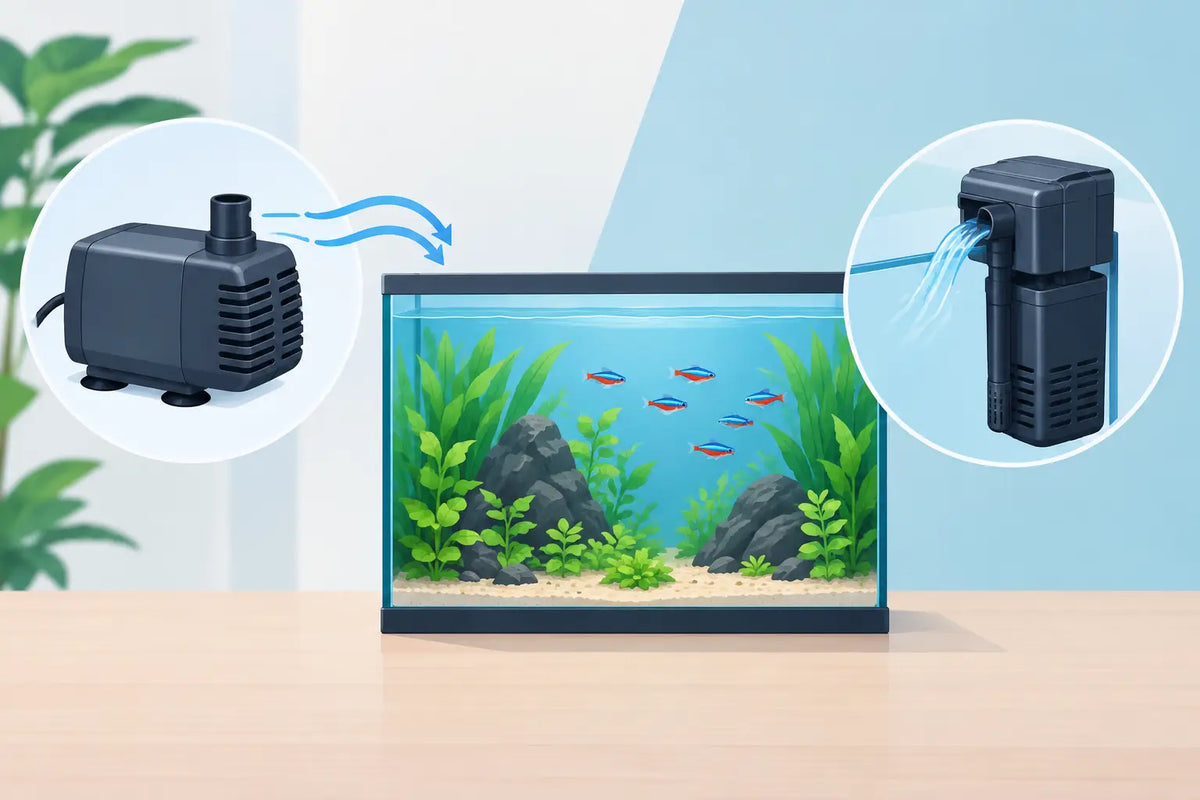 Verschil tussen aquariumpomp en binnenfilter