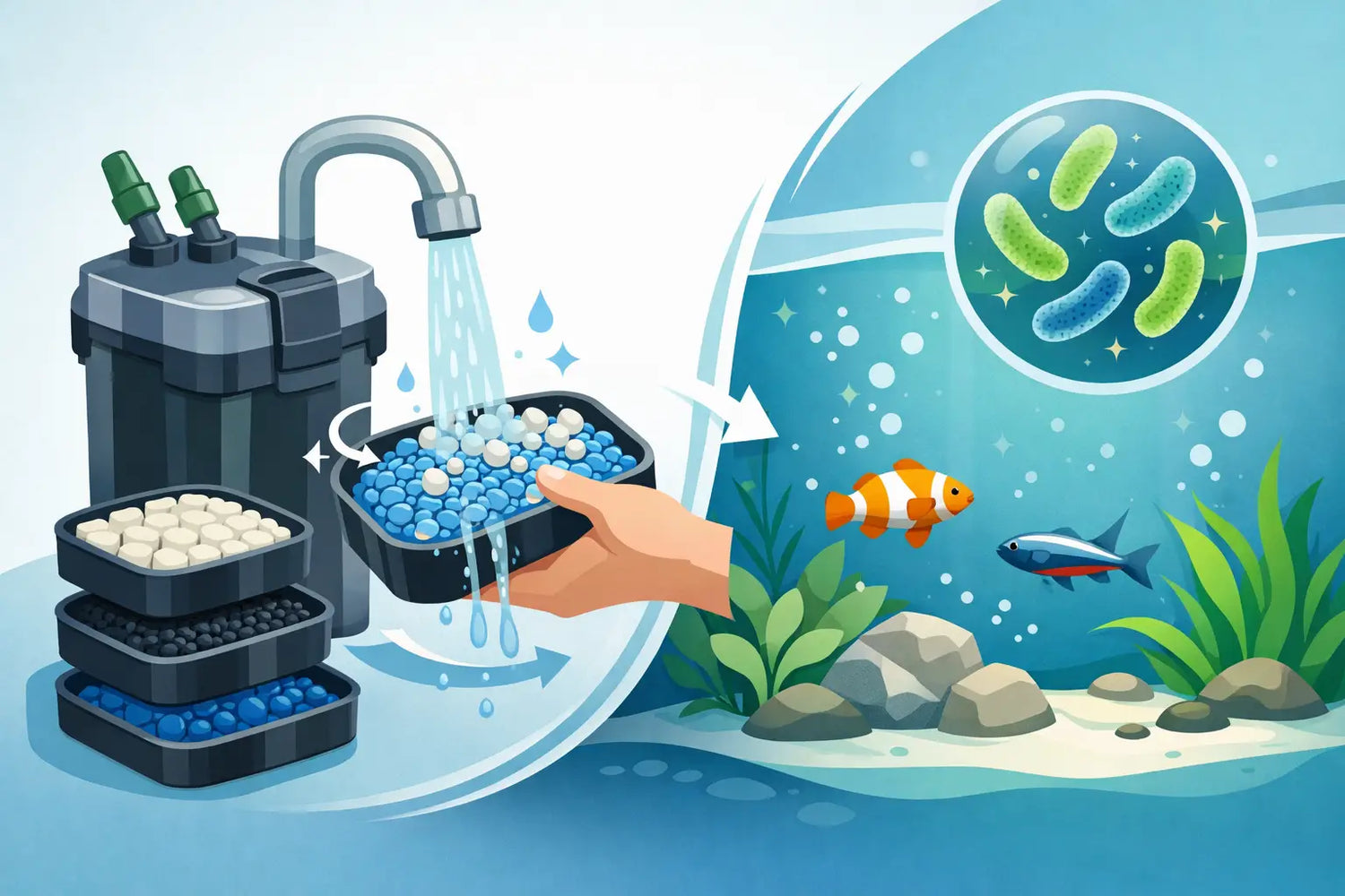 Aquariumfilter schoonmaken zonder bacterieverlies